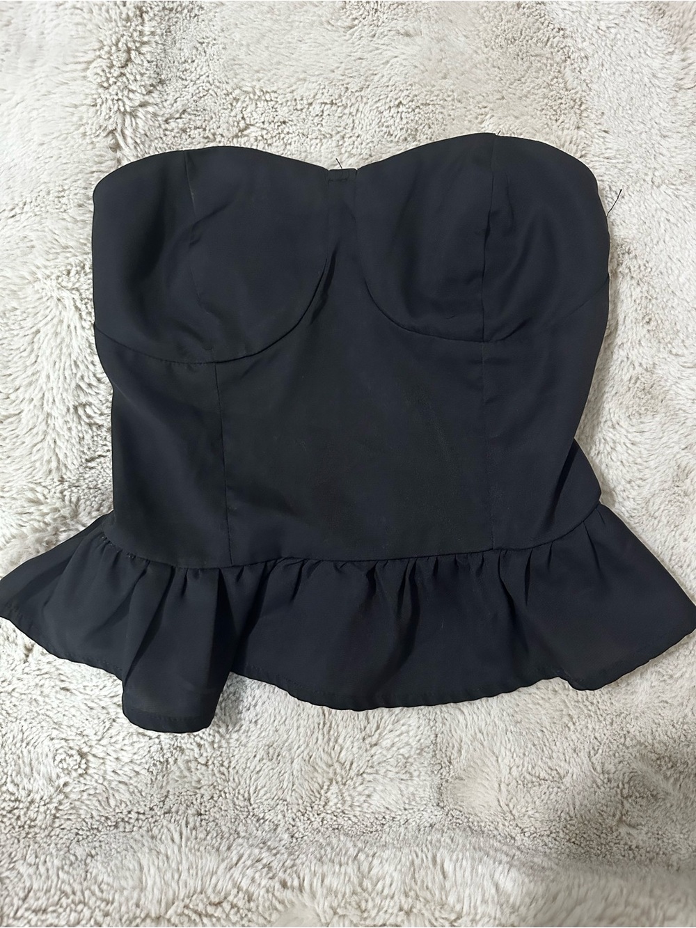 SHEIN Black Strapless Ruched Bustier Top